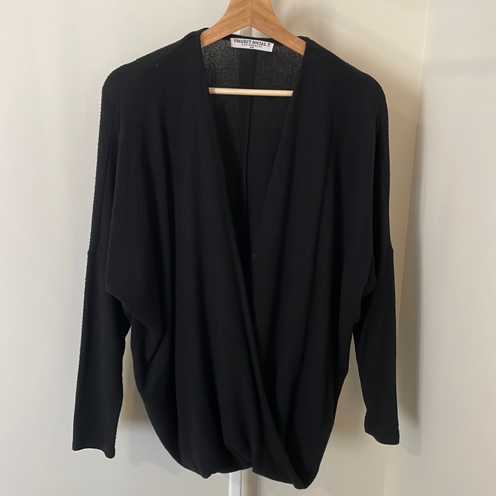 Project Social T Black Crossover Sweater